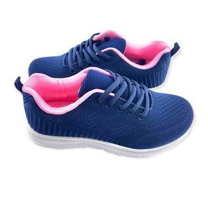 Jabasic ST2052 Women's Navy Pink Lace Up Sneakers Casual Comfort Shoes Size 5